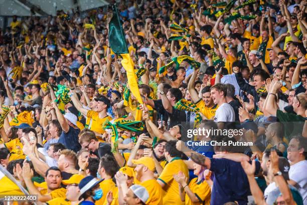 Crowd at Australia Vs Vietnam World Cup qualifying match at Melbourne Rectangular Stadium on January 27, 2022 in Melbourne, Australia.