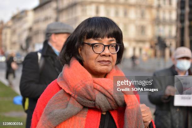 Labour Party MP Diane Abbott seen at the vigil. Members of the Irish community in London met outside the UK Parliament to mark the 50th anniversary...