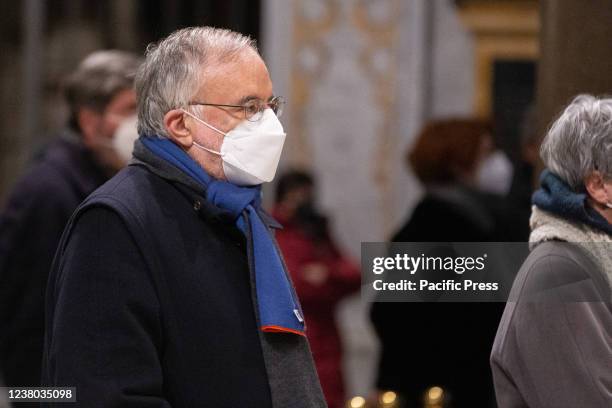 Andrea Riccardi during prayer for peace in Ukraine organized by Community of Sant'Egidio. Community of Sant'Egidio has organized this evening,...