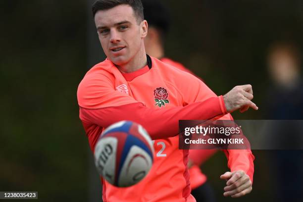 England's fly-half George Ford takes part in a training session in Brighton, southern England, on January 28, 2022 ahead of next week's Six Nations...