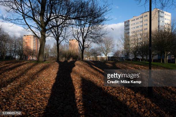 Housing estate tower blocks of flats in Lozells and east Handsworth on 5th January 2022 in Birmingham, United Kingdom.