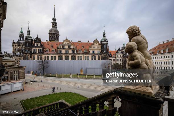 Picture taken on January 28, 2022 shows the Royal Palace in Dresden, eastern Germany. - Six members of a notorious criminal gang, aged 22 to 28, went...