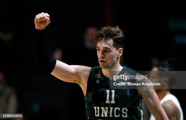 Mario Hezonja, #11 of Unics Kazan in action during the Turkish Airlines EuroLeague Regular Season Round 23 match between Unics Kazan and CSKA Moscow...