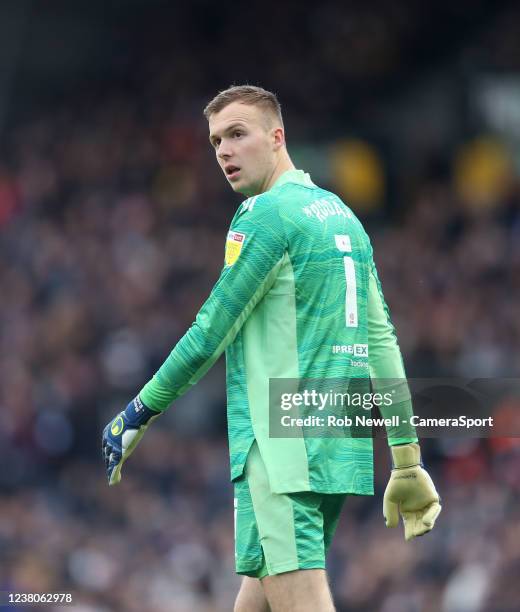 Fulham's Marek Rodak during the Sky Bet Championship match between Fulham and Blackpool at Craven Cottage on January 29, 2022 in London, England.