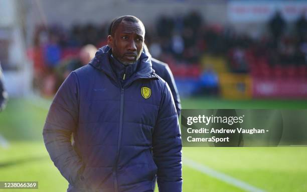 Burton Albion manager Jimmy Floyd Hasselbaink during the Sky Bet League One match between Lincoln City and Burton Albion at LNER Stadium on January...