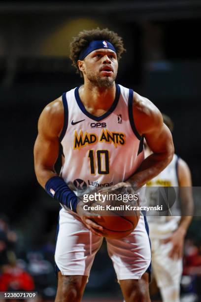 Justin Anderson of the Fort Wayne Mad Ants shoots a free throw against the Windy City Bulls during the first half of an NBA G-League game on January...