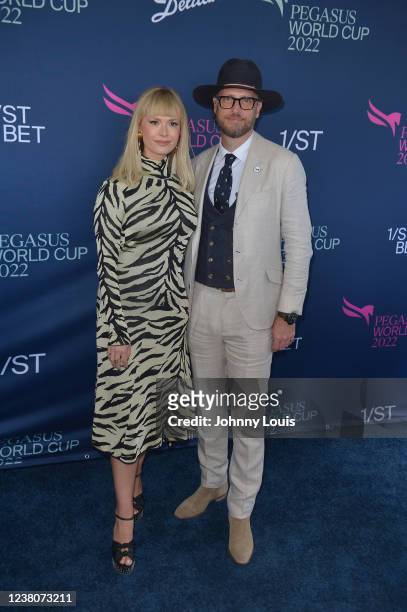 Mosha Lundström Halbert and Aidan Butler attend the 2022 Pegasus World Cup at Gulfstream on January 29, 2022 in Hallandale, Florida.