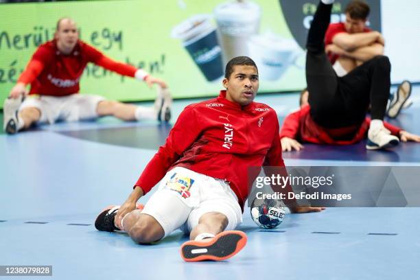 Mads Mensah Larsen of Denmark during the Men's EHF EURO 2022 3rd Place Match match between Denmark and Schweden at MVM DOME on January 30, 2022 in...