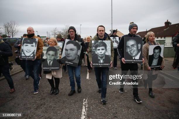 Ceremony is held to commemorate the 13 civil rights marchers who were shot dead by a British elite parachute regiment on the streets of Londonderry...