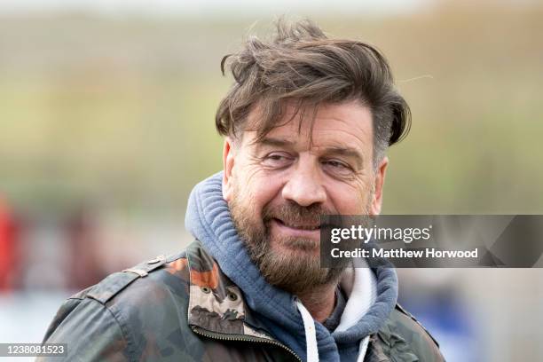 Nick Knowles looks on during a Battle of the Balls fundraiser football match between Gloucester City Legends and Rugby for Heroes at New Meadow Park...