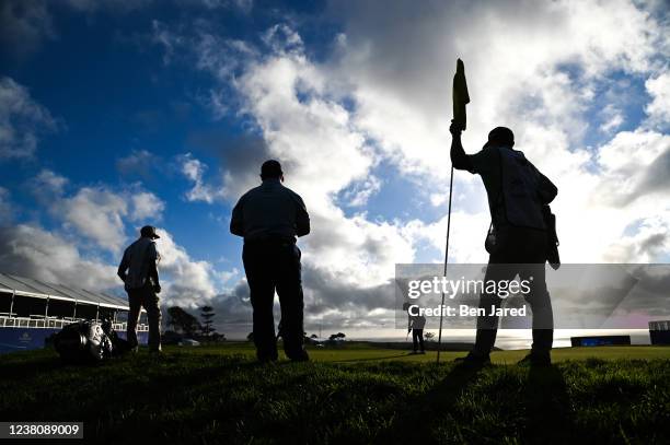Tim ONeal putts on the 17th green during the final round of the APGA Tour at Farmers Insurance Open at Torrey Pines South on January 30, 2022 in San...