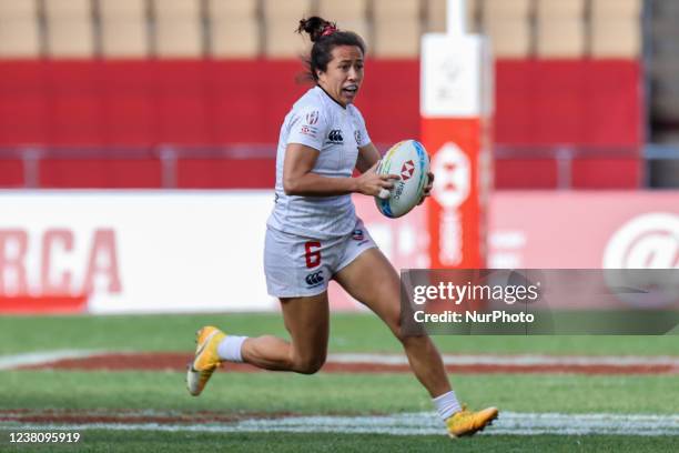 Alena Olsen of United States in action during the Women's HSBC World Rugby Sevens Series 2022 Semifinal match between Australian and United States at...