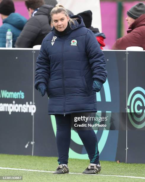 Blackburn Rovers coach Ellie Cash during the Women's FA Cup 4th Round tie between Durham Women FC and Blackburn Rovers at Maiden Castle, Durham City...