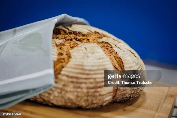 Freshly baked bread lie on a table on February 01, 2022 in Berlin, Germany.