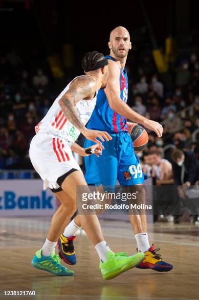 Nick Calathes, #99 of FC Barcelona in action during the Turkish Airlines EuroLeague Regular Season Round 24 match between FC Barcelona and FC Bayern...