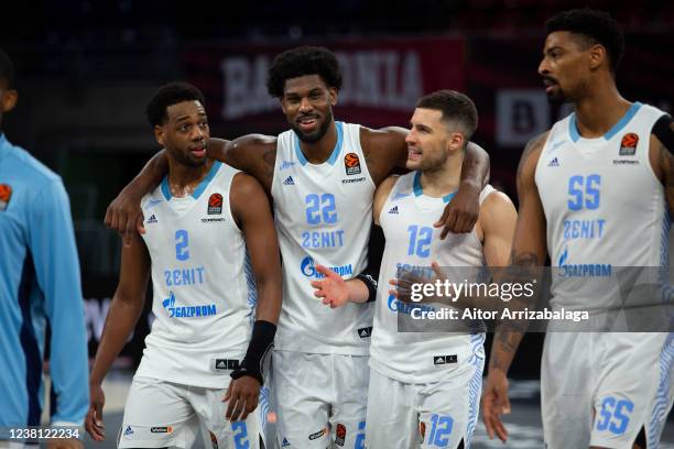 Zenit St Petersburg celebrate at the end of the Turkish Airlines EuroLeague Regular Season Round 24 match between Bitci Baskonia Vitoria Gasteiz and...