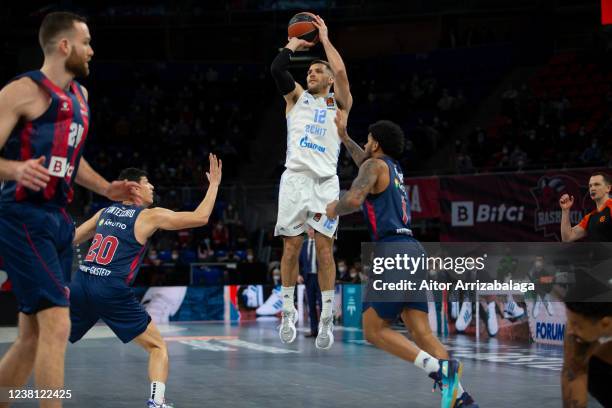 Billy Baron, #12 of Zenit St Petersburg in action during the Turkish Airlines EuroLeague Regular Season Round 24 match between Bitci Baskonia Vitoria...