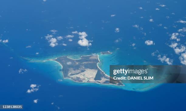 An Aerial view of Conception Island, in the Bahamas, on February 1, 2022.