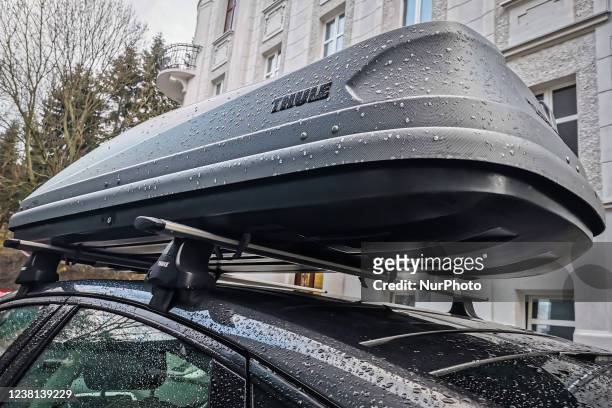 Thule car roof box is seen in Krakow, Poland on February 2nd, 2022.