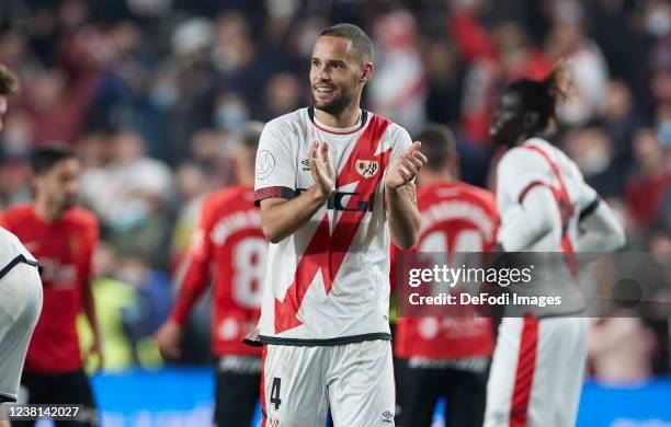 Mario Suarez of Rayo Vallecano gestures during the Copa del Rey match between Rayo Vallecano and RCD Mallorca at Estadio de Vallecas on February 2,...