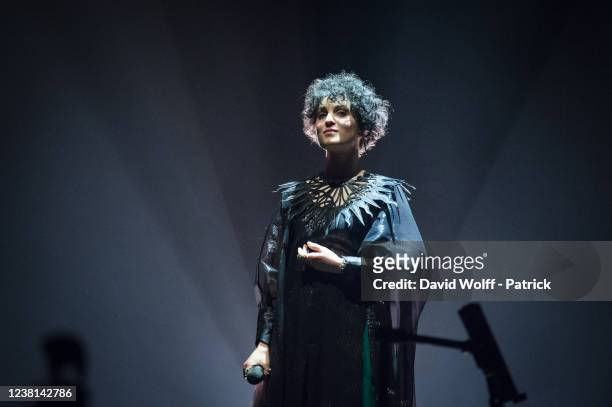 Barbara Pravi performs at Le Trianon on February 2, 2022 in Paris, France.