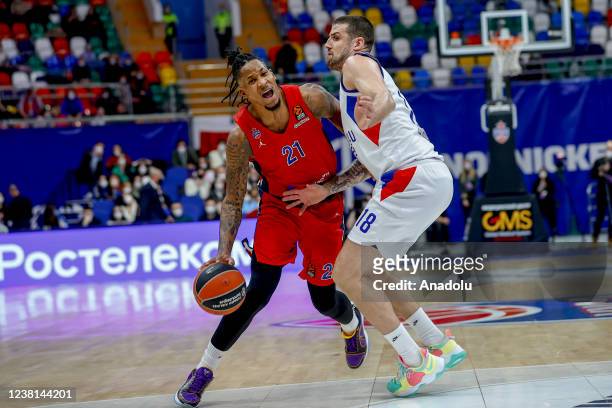 Will Clyburn of CSKA Moscow in action against Adrien Moerman of Anadolu Efes during the Turkish Airlines EuroLeague Regular Season Round 24 match...