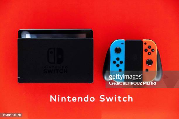 Switch system for Japanese games giant Nintendo is displayed at a Nintendo store in Tokyo on February 3, 2022.