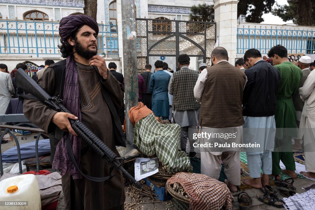 Talib Guard Taliban security stand guard for Friday prayer outside a mosque in ...