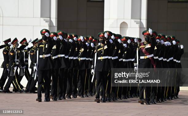 Illustration picture shows soldiers during a diplomatic meeting at the Al Alam Palace in Muscat, Oman on Thursday 03 February 2022, day two of an...