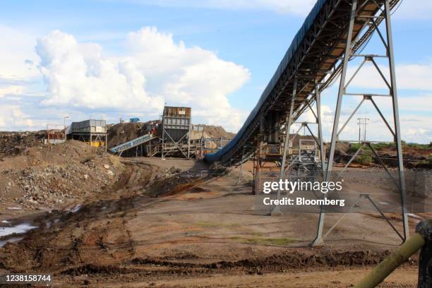 Structures used for processing raw cobalt at the Etoile mine, operated by Chemaf Sarl, in Katanga province near Lubumbashi, the Democratic Republic...