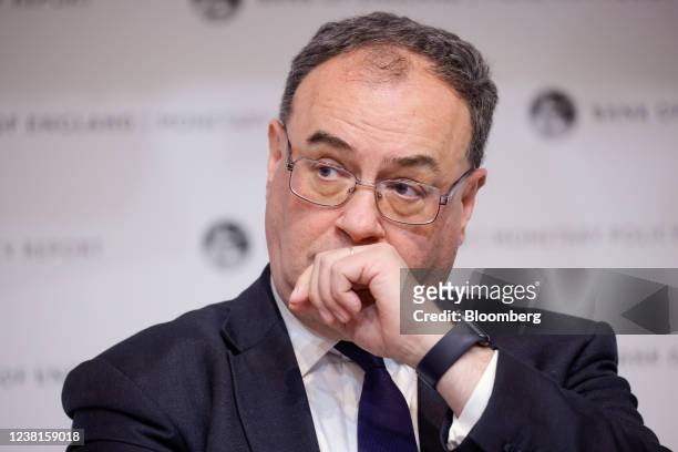 Andrew Bailey, governor of the Bank of England , during the Monetary Policy Report news conference at the bank's headquarters in the City of London,...
