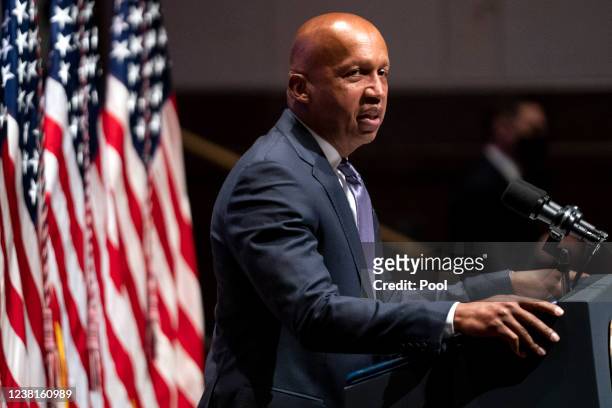 Bryan Stevenson, founder and Executive Director of the Equal Justice Initiative, addresses the National Prayer Breakfast at the U.S. Capitol on...