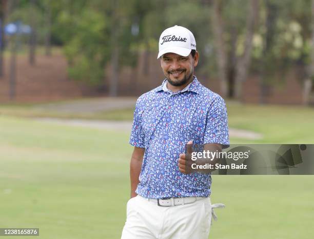 Fabián Gómez of Argentina walks along the ninth hole during the first round of The Panama Championship at Panama Golf Club on February 3, 2022 in...