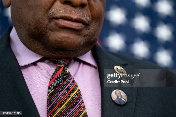 House Majority Whip James Clyburn addresses reporters during a press conference to unveil the Joseph H. Rainey Room in the in the U.S. Capitol on...