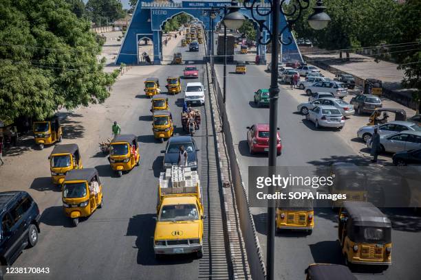 View of the entrance to Maiduguri, the capital of Borno State. Islamic militant group Boko Haram, and more recently a faction called ISWAP, have been...