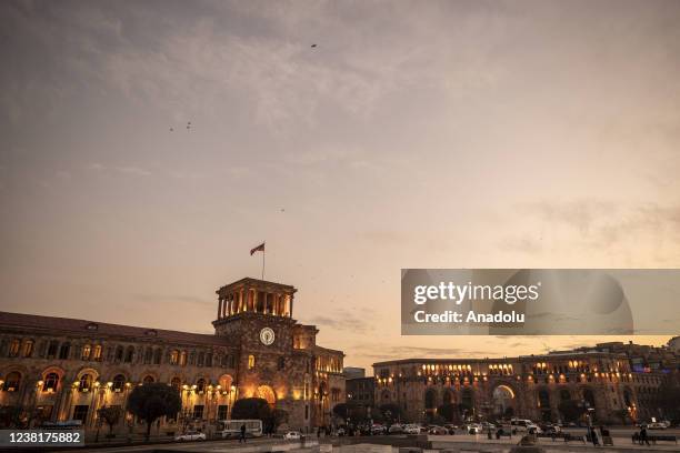 General view from the city center on February 03, 2022 in Yerevan, Armenia. The capital city draws attention with its museums, picture galleries,...