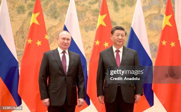 Russian President Vladimir Putin and Chinese President Xi Jinping meet in Beijing, China on February 4, 2022.