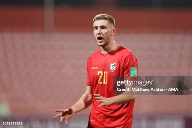 Oliver Kass Kawo of Syria during the FIFA World Cup Qatar 2022 Qualifier between Syria and South Korea at Al Rashid Stadium on February 1, 2022 in...