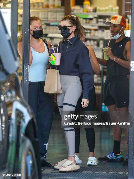 Hailey Bieber is seen on February 03, 2022 in Los Angeles, California.