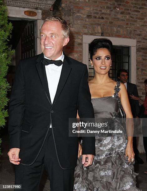 Actress Salma Hayek and Francois-Henri Pinault attend the 2011 GUCCI Award For Women In Cinema during the 68th Venice Film Festival at Hotel Cipriani...