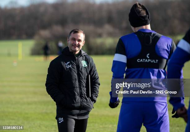 Hibs manager Shaun Maloney during Hibernian media access at the Hibernian Training Centre, on February 4 in Edinburgh, Scotland.