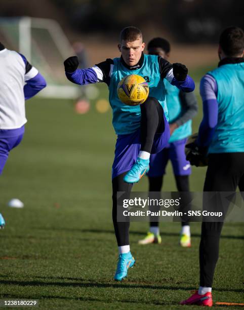 Chris Mueller during Hibernian media access at the Hibernian Training Centre, on February 4 in Edinburgh, Scotland.