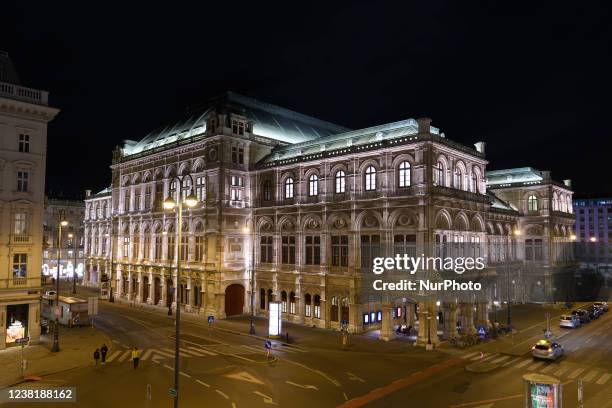The Vienna State Opera building in the historic center of Vienna, Austria. January 2022.