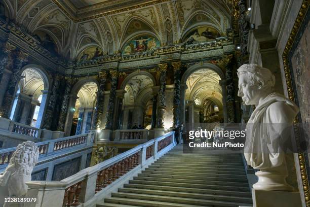Interior of Museum of Art History or Kunsthistorisches Museum in Vienna, Austria. January 2022