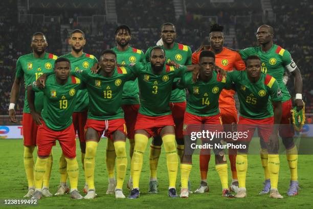Photo group for Cameron team during the Africa Cup of Nations - Cameron 2021 Semi-Final soccer match between Cameroon and Egypt at the Paul Biya...
