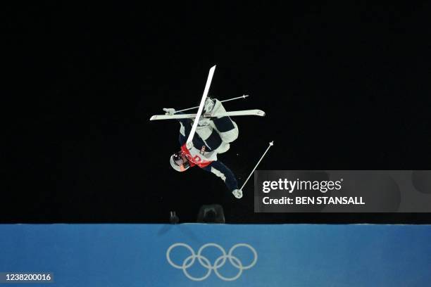 S Nick Page competes in the freestyle skiing men's moguls qualification during the Beijing 2022 Winter Olympic Games at the Genting Snow Park A & M...