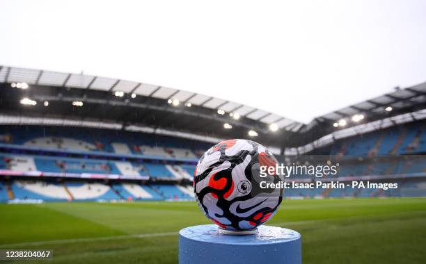 General view of the match ball prior to the Emirates FA Cup fourth round match at Etihad Stadium, Manchester. Picture date: Saturday February 5, 2022.