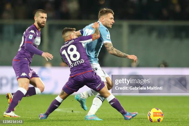 Ciro Imoobile of SS Lazio in action during the Serie A match between ACF Fiorentina and SS Lazio at Stadio Artemio Franchi on February 5, 2022 in...