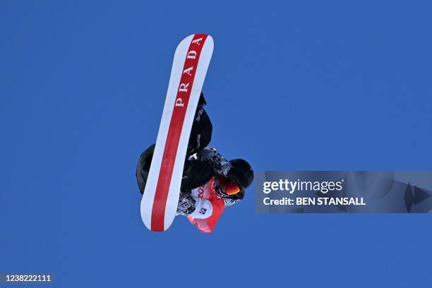 S Julia Marino competes in the snowboard women's slopestyle final run during the Beijing 2022 Winter Olympic Games at the Genting Snow Park H & S...