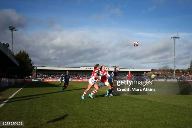 General view of Meadow Park during the Barclays FA Women's Super League match between Arsenal Women and Manchester United Women at Meadow Park on...